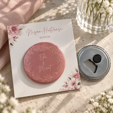 Pudra Çiçekli Buton Açacak Magnet – Açacak Magnetler
