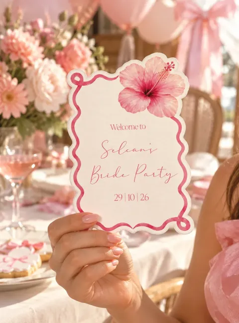 Pembe Çiçek Detaylı Bride To Be Masa Kartı – Masa Kartları