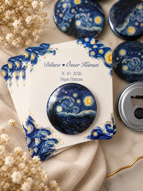 Yıldızlı Gece Buton Açacak Magnet – Açacak Magnetler