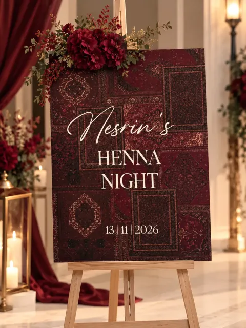 Bordo Kına Gecesi Karşılama Panosu – Kına Panoları