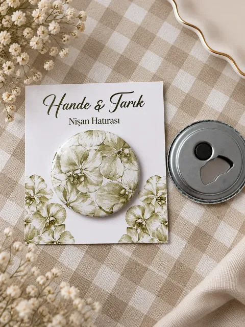 Yeşil Botanik Çiçekli Buton Açacak Magnet – Açacak Magnetler